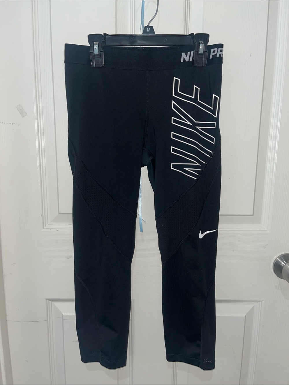 Nike Black Athletic Leggings with White Logo